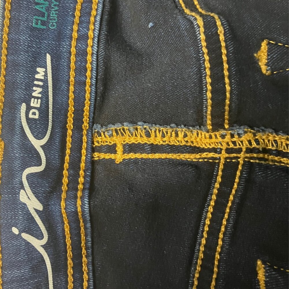 INC International Concepts Embroidered Flare Leg Jeans | Floral Detail | Mid-Ris - Picture 6 of 9
